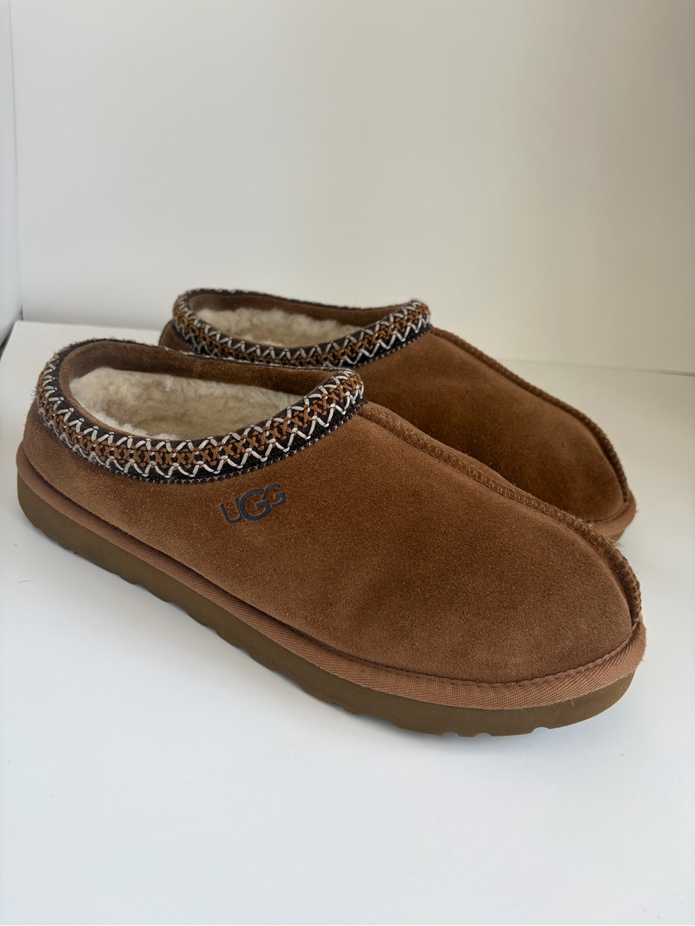 UGG Tasman II Men's Chestnut Suede Slip-On Shearling Slippers Size 11